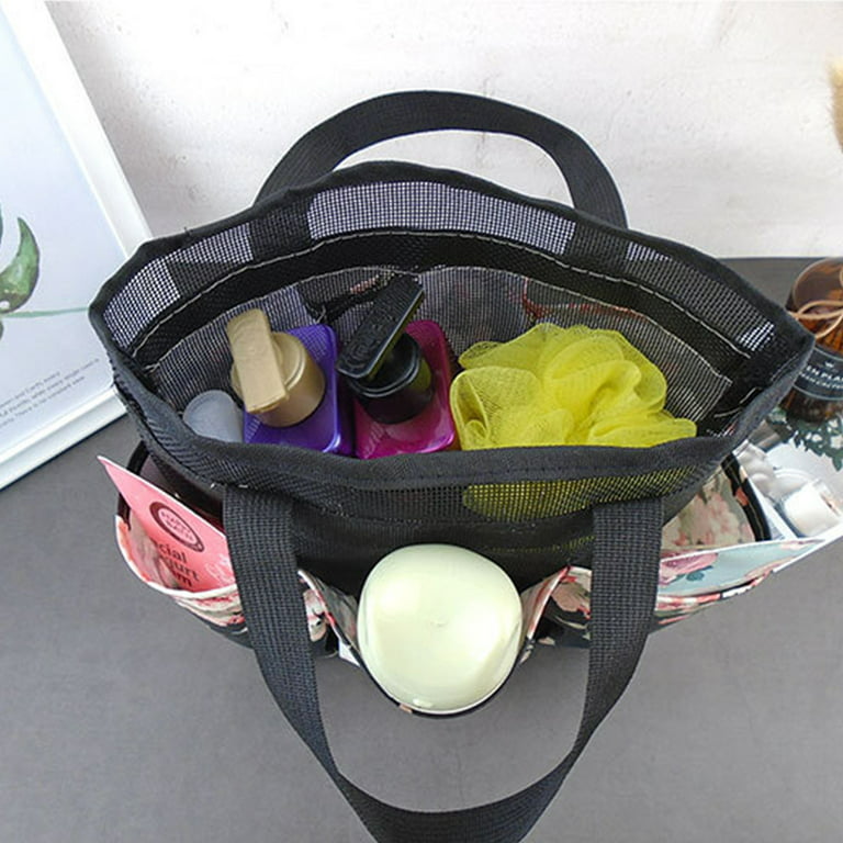 Austok Large Capacity Hanging Travel Toiletry Bag Shower Caddy Bag Portable  Mesh Shower Bag Makeup Organizer Bags for College Dorm Room（Black） 