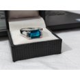 thumbnail image 4 of Topaze Bleue Naturelle, Bague Solitaire Bleue avec Accents, Bague Ronde pour la Rentrée Scolaire Anniversaire pour Elle, Bague Promesse Antique, Bague Minimaliste, 4 of 4