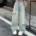 thumbnail image 6 of Byoo Big Girl's Washed Jeans Cozy Straight Wide Leg Streetwear Trousers Pull-On Jeans Pants for Kids, 6 of 9