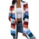 thumbnail image 2 of Chaqueta de punto de manga larga con costuras a rayas de color para mujer Abrigo de cárdigan de otoño a rayas informal Fridja  po3936, 2 of 7