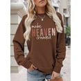 thumbnail image 4 of Women'S Letter Printed Sweater Crew Neck Long Sleeve Pullover Sweaters for Women Brown XXL, 4 of 5
