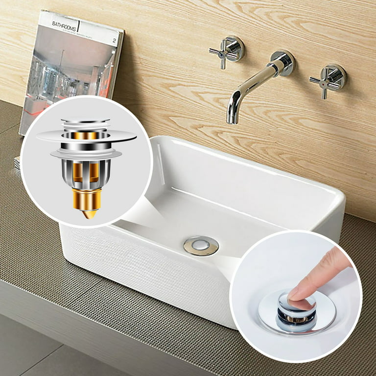 Gustave 1-H545S Universal Bathroom Sink Stopper Pop Up Drain Filter Strainer Stopper Hair Catcher