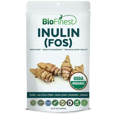 Biofinest Inulin (FOS) Powder (Jerusalem Artichoke) - USDA Organic Pure Gluten-Free Non-GMO Kosher Vegan Friendly Sweetener - Supplement for Healthy Immune System, Heart, Weight