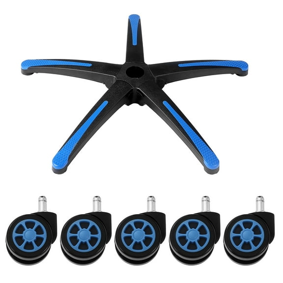 KFFKFF Office Chair Base Replacement, 28", 2500 lbs Static Load Capacity, Durable Universal Computer Desk Chair Base with 5 Casters and Reinforced Legs, Desk Chair Base Replacement, Black   Blue