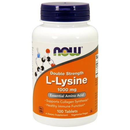 NOW Supplements, L-Lysine 1000 mg, Double Strength, Amino Acid, 100