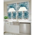 thumbnail image 4 of Teal Coastal Octopus Swag Valance and Tier Curtains 24'' Length Set, Nautical Starfish Coral Beach Light Filtering Kitchen Curtains, Tier Curtain Valances for Bathroom/Living Room/Bedroom/Café, 4 of 6
