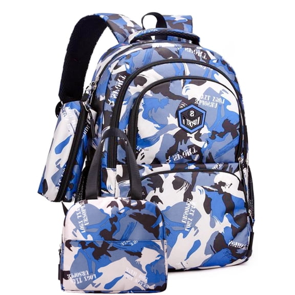 Tyethy Kids Backpack for Boys 3 PCS School Backpack Set with Crossbody Bag Pencil Case for Elementary Middle School, Blue