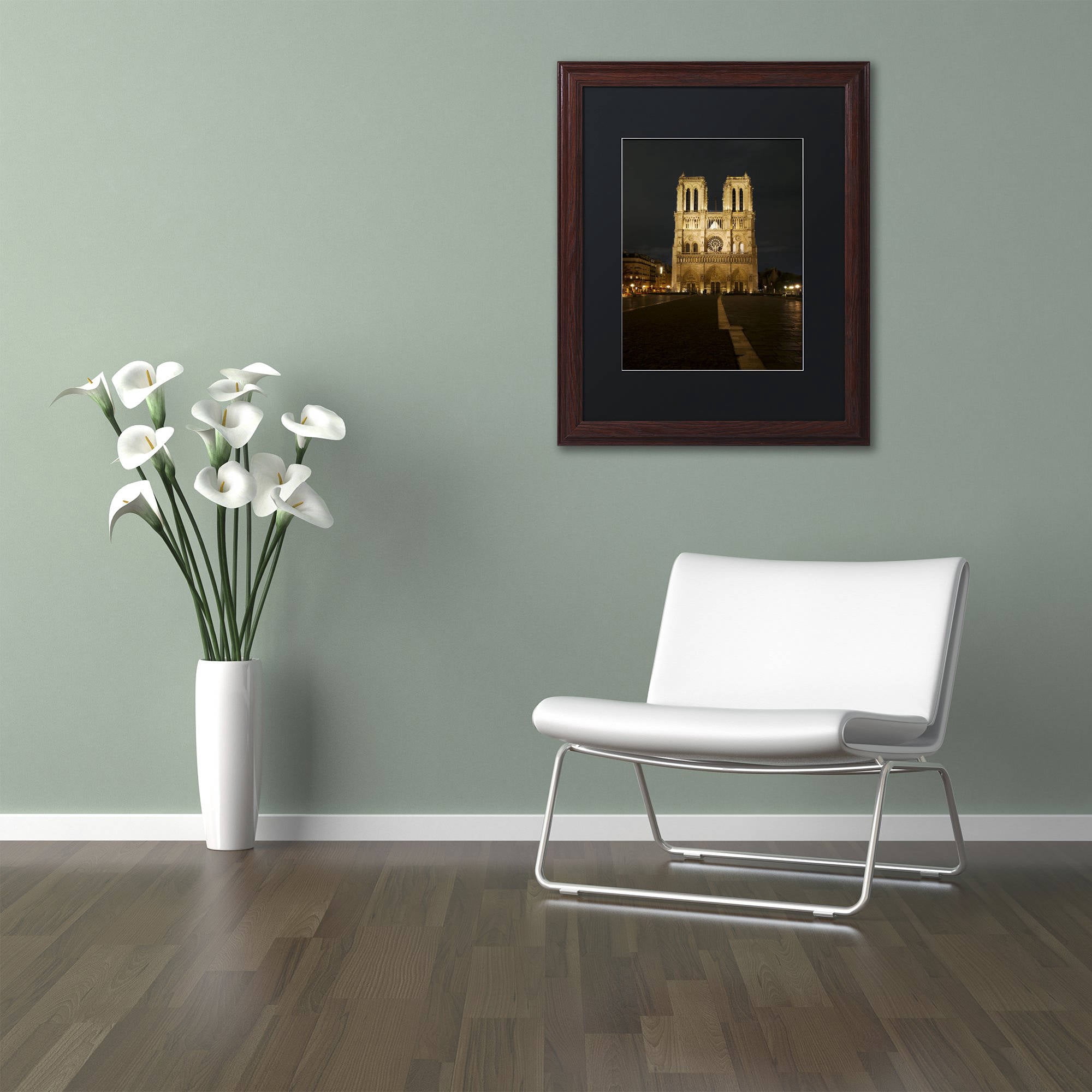 Trademark Fine Art "Notre-Dame de Paris" Canvas Art by Michael Blanchette Photography Black Matte, Wood Frame