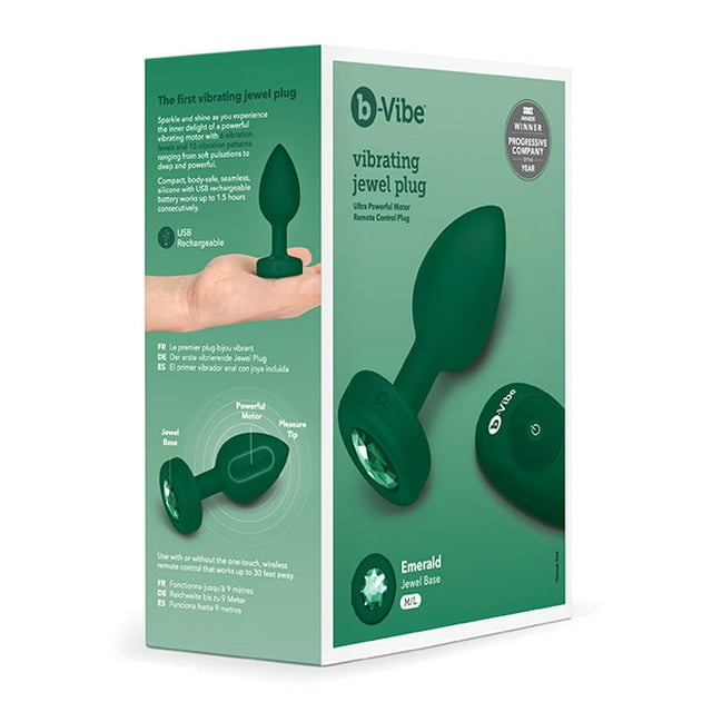 B-vibe Remote Control Vibrating Jewel Plug (m/l) - Emerald Green