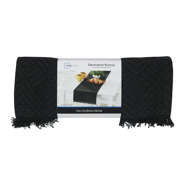 Mainstays Woven Diamond Black Table Runner photo 7