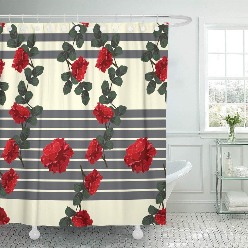 KSADK Vintage with Beautiful Red Roses on Striped Flower Packaging