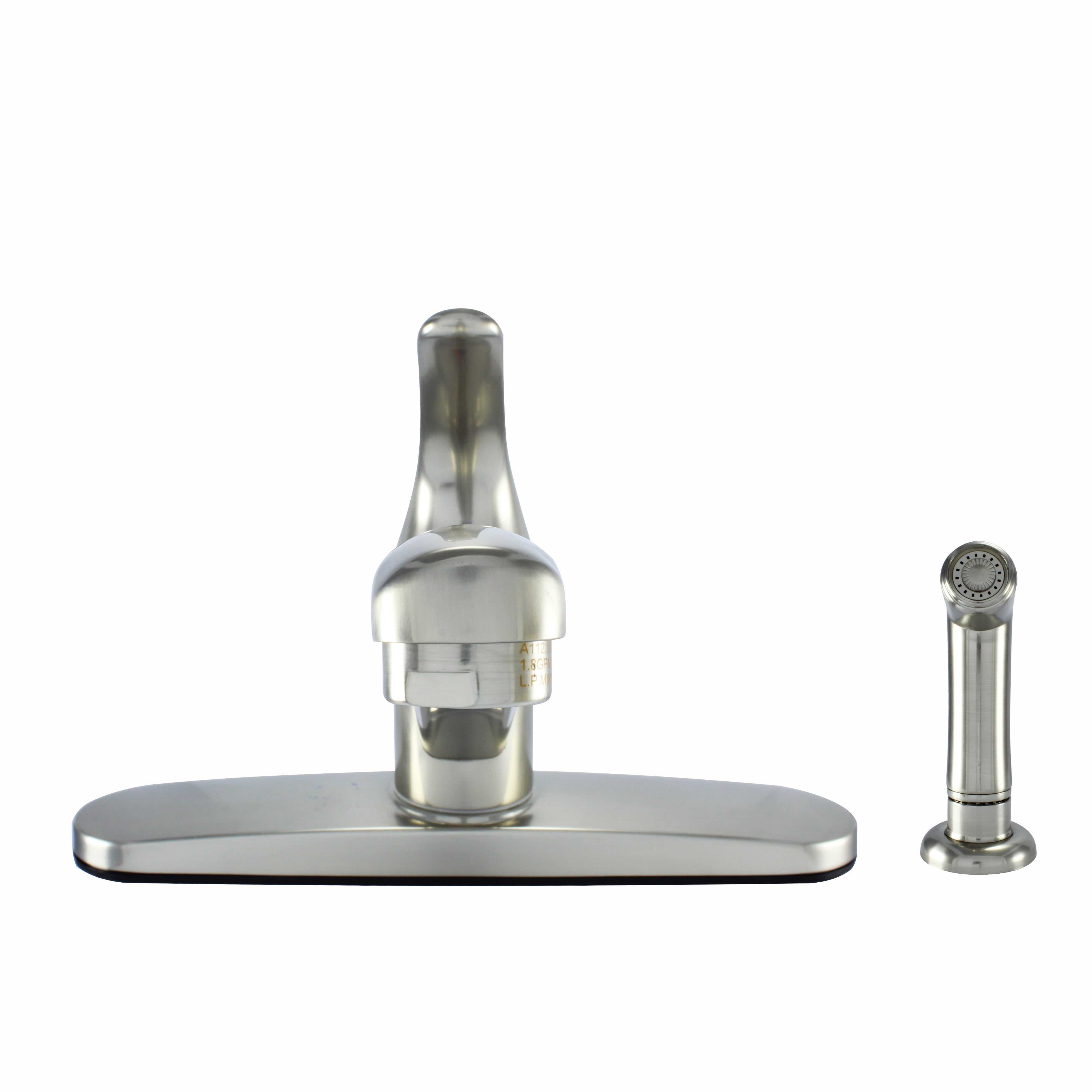 Hybrid Metal Deck Faucet Single Handle with Ceramic Cartridge and Spray, Brushed Nickel Finish