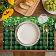 thumbnail image 4 of St. Patrick's Day Placemats Set of 12, Spring Shamrocks Farmhouse Green Checkered Placemats for Dining Table, Place Mats for Kitchen Tabletop, Waterproof Wipeable Dining Table Mats Set, 4 of 9