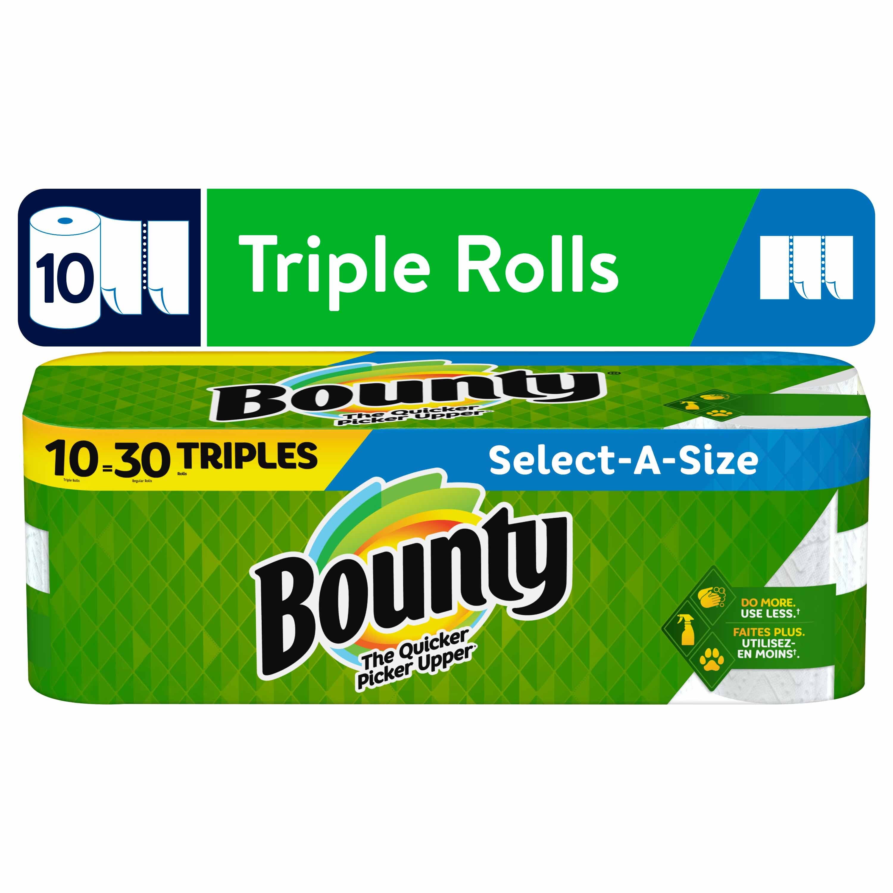 Bounty Select-A-Size Paper Towels, White, 10 Triple Rolls image