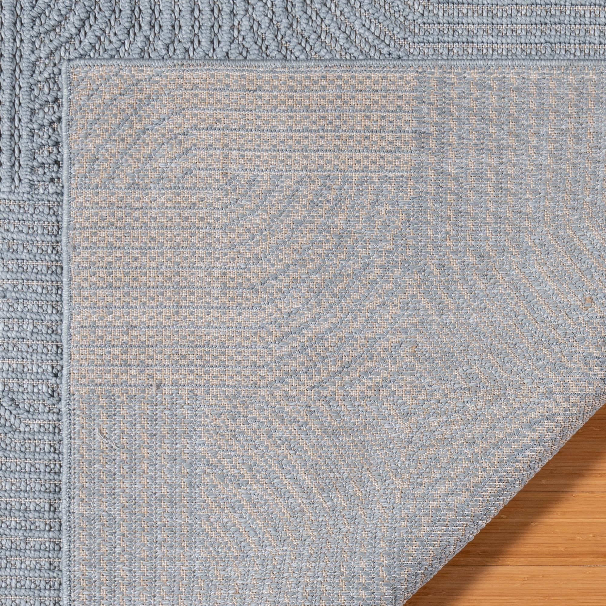 Malini Karina Denim Blue Modern Geometric High-Low Area Rug, 8x10