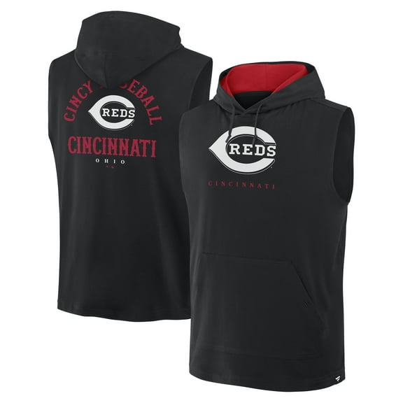 Men's Fanatics Black Cincinnati Reds Fire Speed Sleeveless Pullover Hoodie