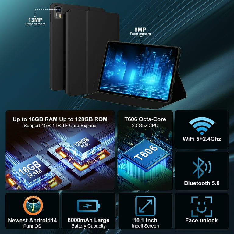 Android 14 Tablet, 10 Inch HD IPS Display, 12GB RAM, 128GB