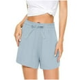 thumbnail image 2 of Annhoo Summer Plus Size Shorts for Women Casual Drawstring Elastic Waist Wide Leg Shorts Loose Soft Shorts with Pockets, 2 of 6