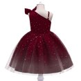 thumbnail image 2 of Flower Girls Tulle One Shoulder Dress Star Wedding Pageant Dress Tutu Dress, 2 of 7