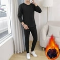 thumbnail image 3 of Lohuatrd 2 Pcs/Set Winter Men Thermal Underwear Set Round Neck Long Sleeve Warm Thick Pure Color Slim Fit Elastic Open Crotch Men Pajamas Set Homewear Clothing, 3 of 7
