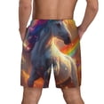 thumbnail image 2 of Lsque Mens Swim Trunks Rainbow Sunset Cloud White Horse Pattern - Bathing Suit Compression Liner - Beach Swim Shorts Swimwear - (S-3XL) - Stretch Quick Dry -X-Large, 2 of 9