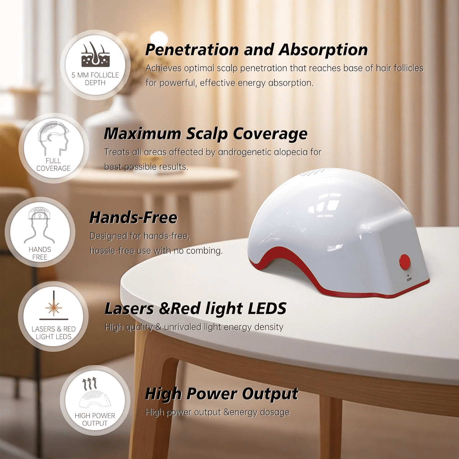 Red Light Wellness Helmet for Scalp Care Support, Portable Hands-Free Device with Dual-Light LEDs and Timed Sessions for Men and Women, Personal Care Accessory
