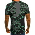 thumbnail image 4 of Fridja T-Shirts Grande Taille pour Hommes, Hauts Graphiques Printemps et Été, T-Shirt Décontracté Mode Manches Courtes Imprimé Géométrique 3D Rétro pour Course Randonnée Escalade (Gris, 4TG), 4 of 4