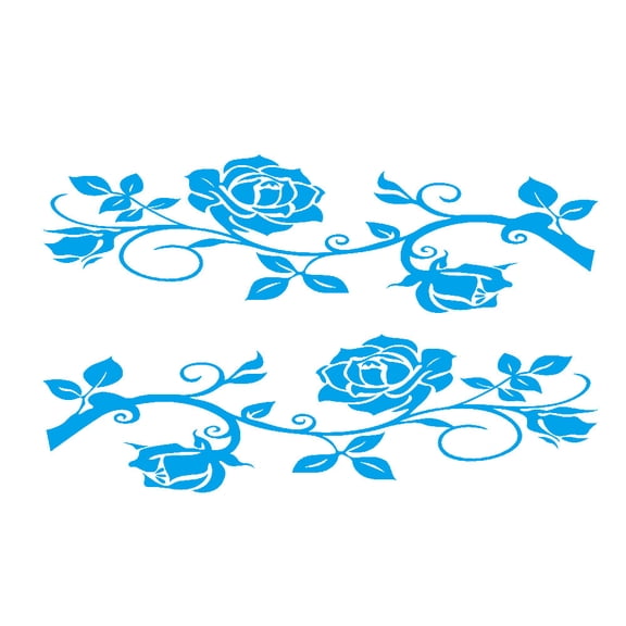 Rose Pattern Car Decorative Stickers 2Pcs PVC Universal Auto Body Side Skirt Door Decals Decoration DIY Styling Accessories Blue
