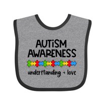 Inktastic Autism Awareness Understanding and Love with Puzzle Pieces Boys or Girls Baby Bib