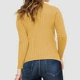 thumbnail image 4 of PiGOGI Women's Round Neck Knit Sweater Casual Solid Color Long Sleeve Base Layer Pullover Top Yellow XL, 4 of 6
