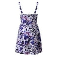 thumbnail image 2 of up to 60% off Gifts Usmixi Womens Plus Size Swimsuits High Waist Modest Bathing Suit Swimdress Tankini Sets Sleeveless V-Neck Sunflower Print Swimwear Purple M Up to 65% off, 2 of 7