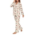 thumbnail image 2 of SCRAWLGOD Deer Long Sleeve Pajama for Women Button Up Pj for Womens Christmas Tree Pajamas Size 3XL V Neck 2 Pjs Sets Elastic Ladies Jogger Pjs Set with Pockets, 2 of 7