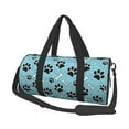 thumbnail image 2 of Xecao Cute Dog Footprints print Round Travel Duffel Bag is a foldable gym bag with an inner pocket, perfect for travel sports, 2 of 8