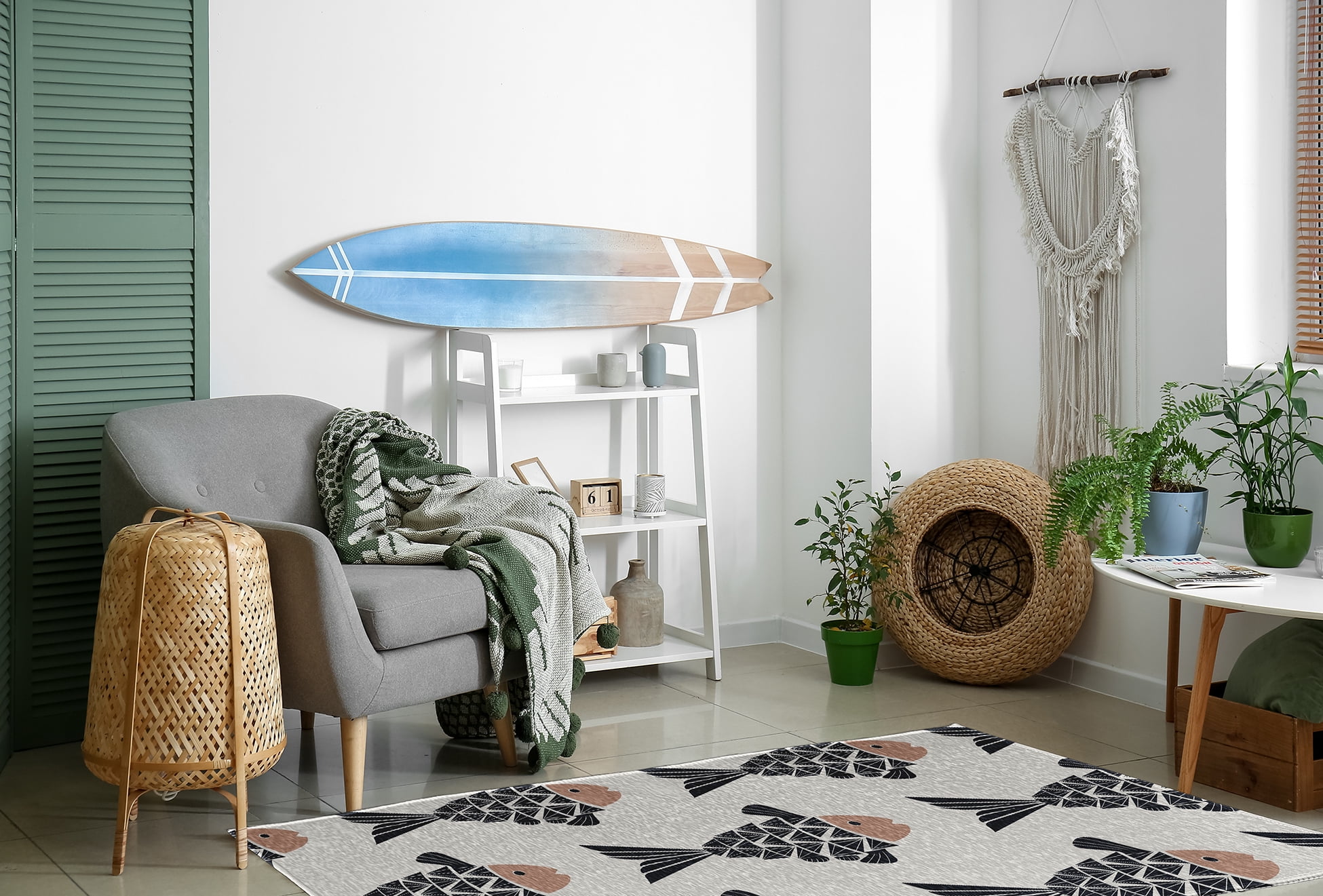 Simply Daisy 4' x 6' Fish Tales Nautical Chenille Rug, Mauve