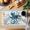 thumbnail image 2 of Coastal Octopus Placemats Set of 8, Nautical Starfish Shell Jellyfish Anchor Placemats for Dining Table, Place Mats for Kitchen Tabletop, Waterproof Wipeable Dining Table Mats Set, 2 of 9
