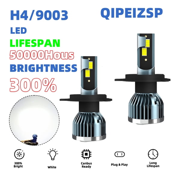 QIPEIZSP H4/9003 LED Headlight Bulbs For Toyota Echo 2000-2005 High/Low Beam Bright 6500K Pack of 2