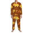 thumbnail image 3 of Sikiie Dinosaurs and Leaves Mens Pajama Set, Soft Warm Long Sleeve Sleepwear, Cozy Button-Down Pjs for Men-Medium, 3 of 7