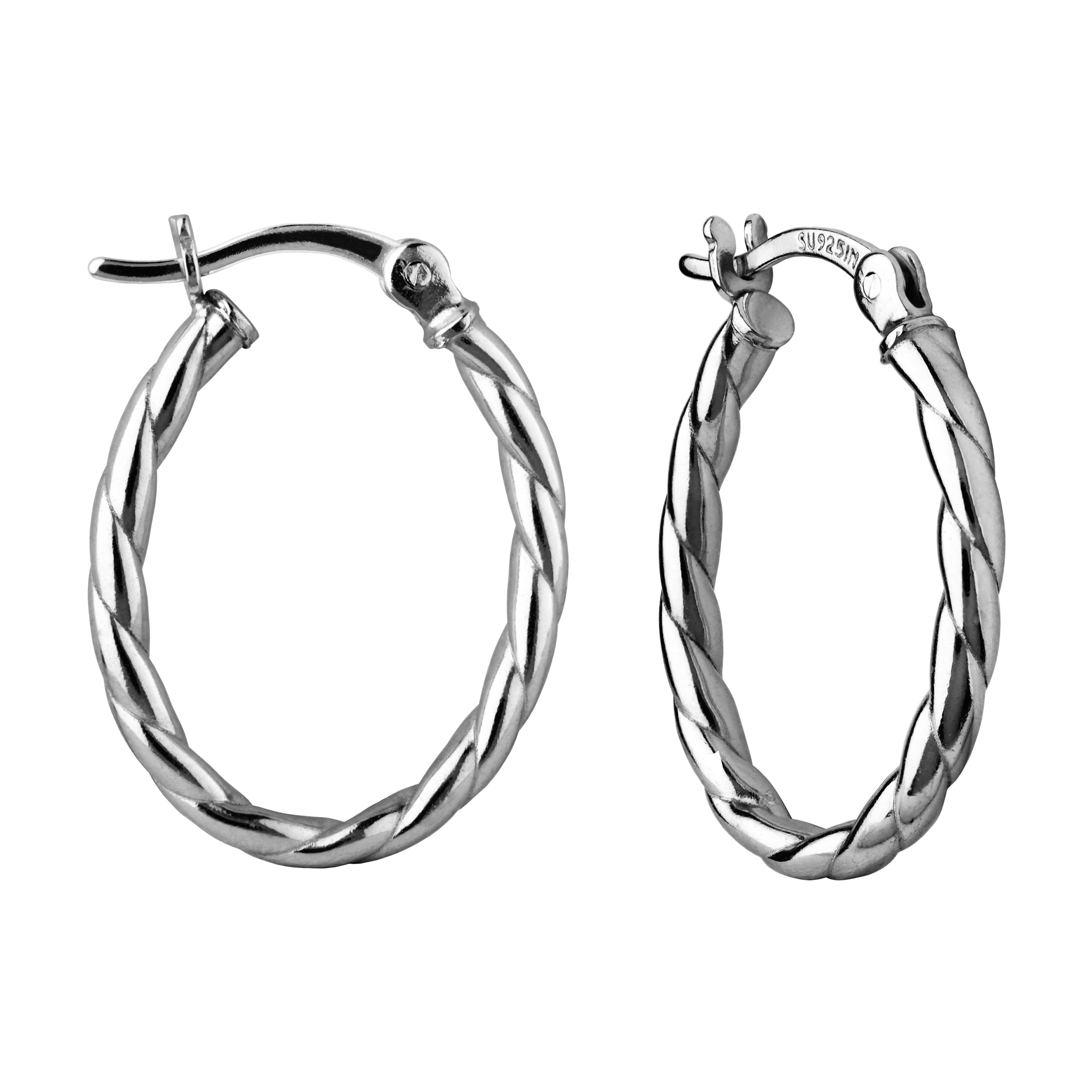 Brilliance Fine Jewelry Sterling Silver Oval Rope Twist Hoop Earrings