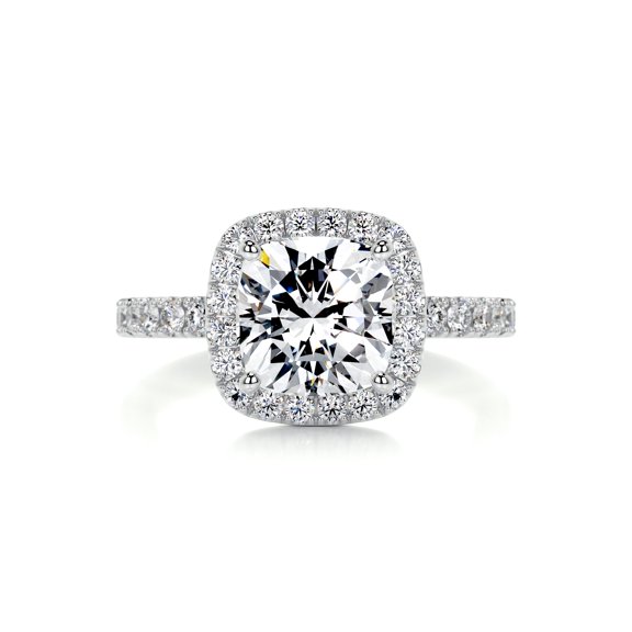 Alor Jewel Cushion Cut Excellent 2 Ct Moissanite Ring for Her - Wedding Ring - 14K White Gold Plated Moissanite Ring - Engagement Wedding Moissanite Ring for Her - Halo Moissanite Ring for Her