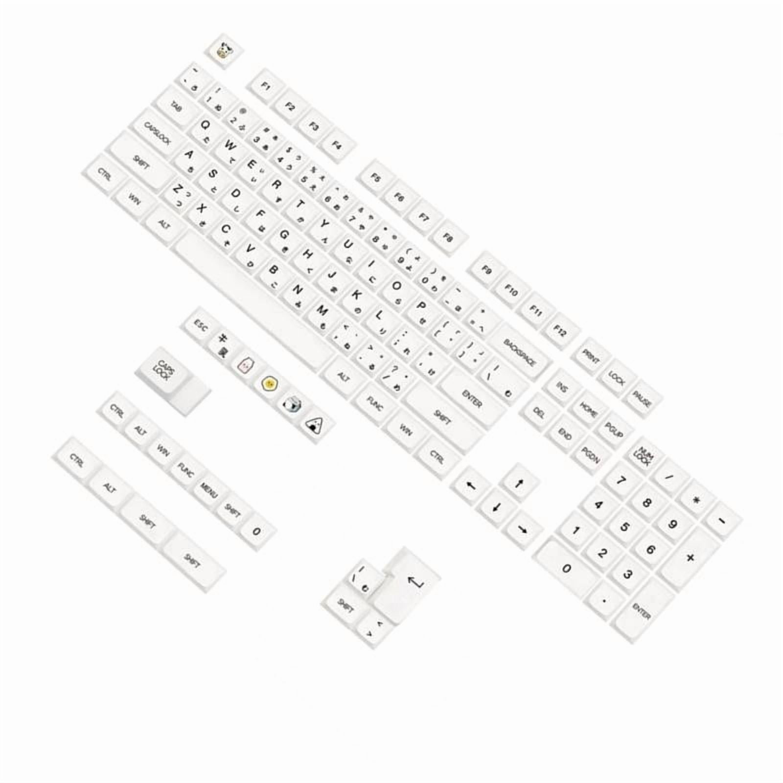 126PCS Keycaps Minimalist White DA Profile PBT Keycaps for Mechanical Keyboards Japanese Milk White Style