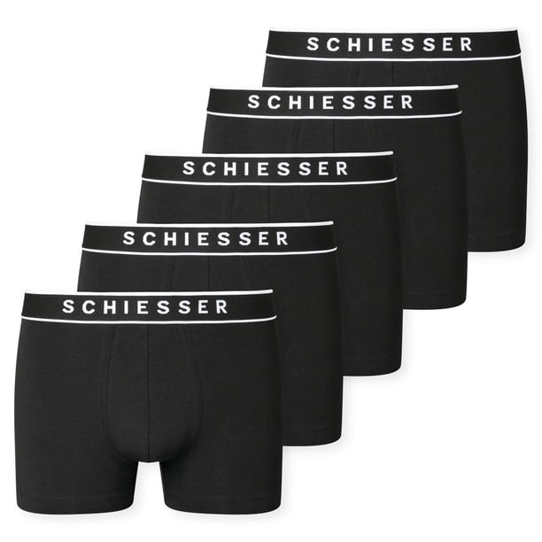 SCHIESSER calzoncillos bóxer para hombre, paquete de 5 - serie «95/5», pantalón, cintura con logotipo Negro XL (X-Large)