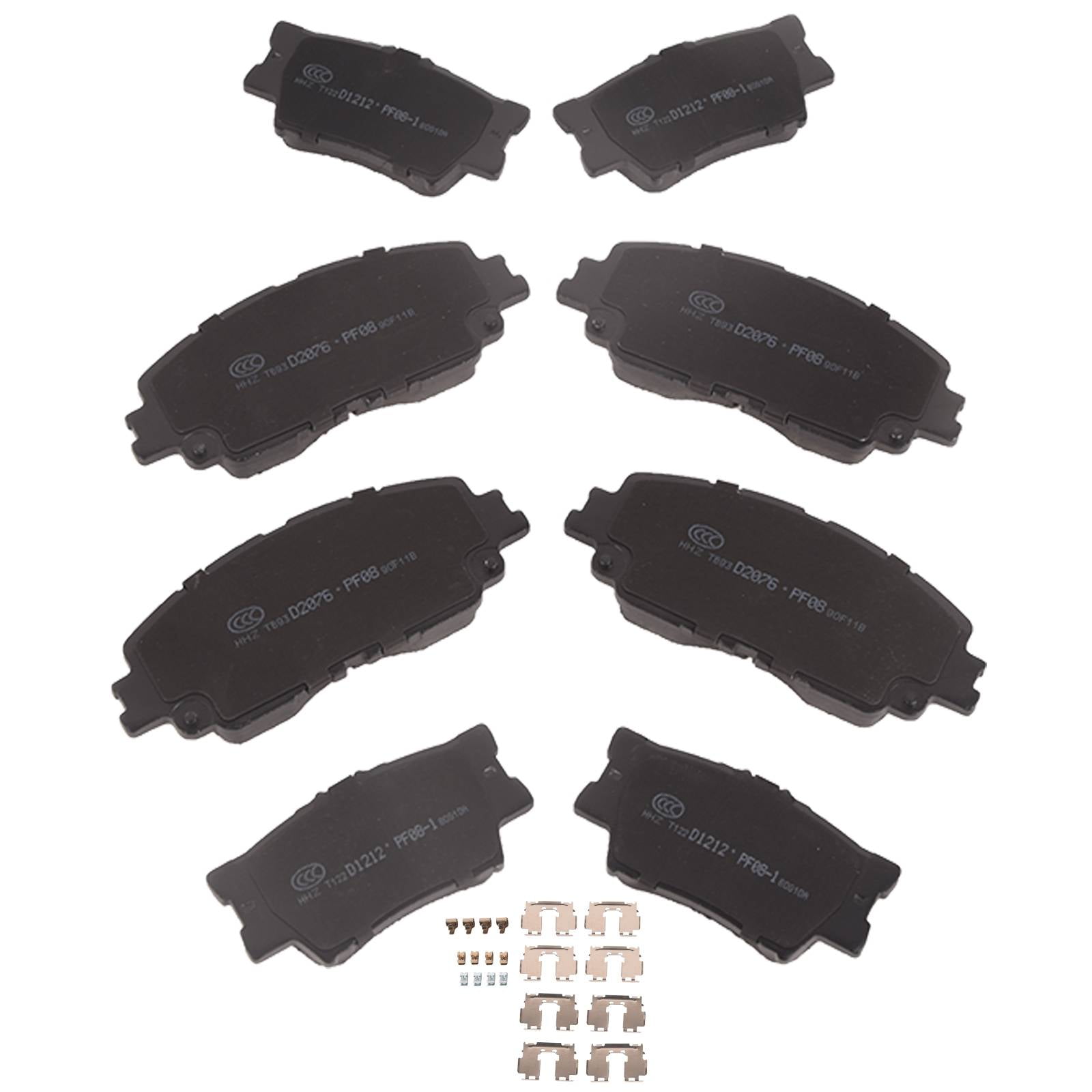 TOPAZ D2076 D1212 Front Rear Ceramic Brake Pads Set Compatible with 2018-2023 Toyota Camry (Pack of 8)
