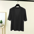 thumbnail image 6 of Htigea Women's Deep V Neck Short Sleeve Tops Solid Color Casual Loose Fit Summer T-Shirts Soft Comfortable Everyday Tees Black XL, 6 of 6