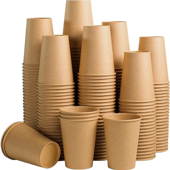 9-ounce 50 piece kraft paper disposable paper cup, brown unbleached hot coffee cup - eco-friendly cup, suitable for hot/cold drink parties, home offices