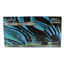 Adenna Phantom 6 mil Latex Powder Free Exam Gloves (Black, Small) Box of 100