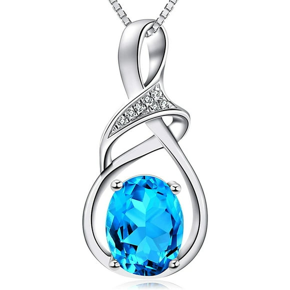 CNKOO Simulated Diamond Emerald Necklace for Mom Girlfriend Gifts Sterling Silver Amethyst Aquamarine Necklace with 18 Inch Silver Chain Yellow