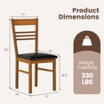 thumbnail image 4 of Giantex Wooden Dining Chairs Set of 2, Armless Kitchen Chairs w/Slat Backrest & Upholstered PU Seat, Walnut, 4 of 9