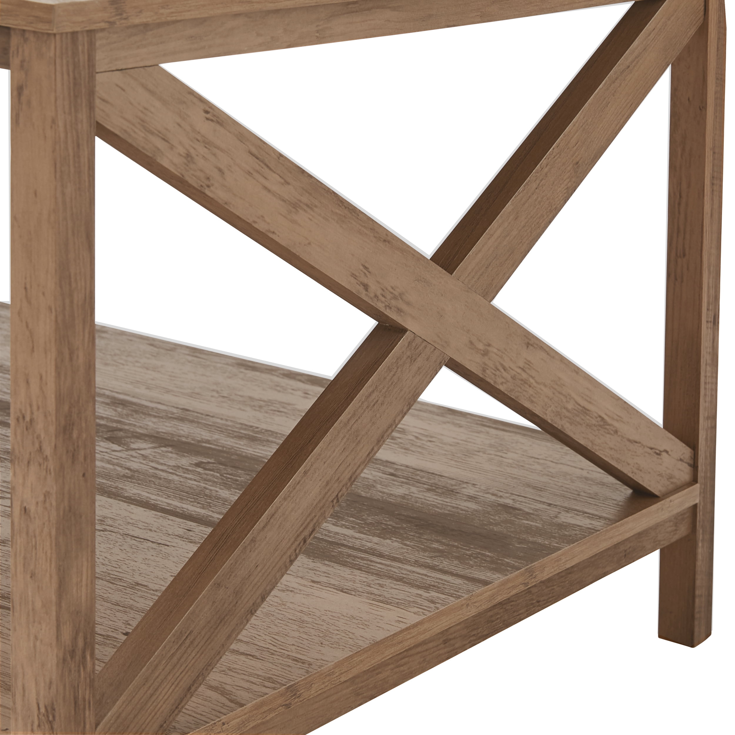 Mainstays Farmhouse Rectangle Coffee Table, Rustic Weathered Oak