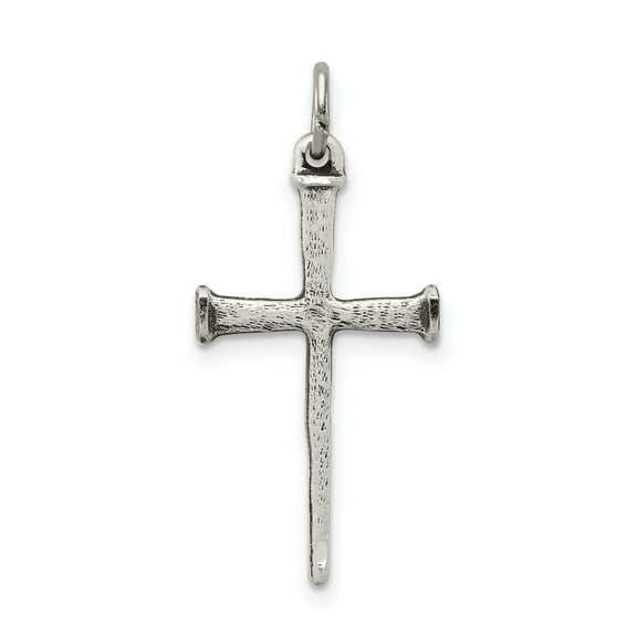 Hand Forged Sterling Silver Nail Cross Pendant Necklace for Men and Women Minimalist Hammered Texture Rustic Religious Jewelry Symbolizing Faith Strength Modern Spiritual Design