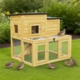 thumbnail image 6 of Large Outdoor Wooden Quail Cage Rabbit Hutch Chicken Coop with Run & Ramp，2 Tier, 6 of 14
